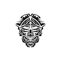 Tribal mask. Traditional totem symbol. Black tattoo in Maori style. Isolated. Vector illustration.