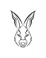 Head of a hare in tattoo style. Isolated symbol of 2023. Handmade. vector