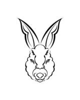 Head of a hare in tattoo style. Isolated symbol of 2023. Handmade. vector