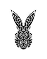 Head of a hare in tattoo style. Isolated symbol of 2023. Handmade. vector
