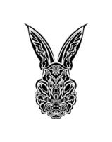 Head of a hare in tattoo style. Isolated symbol of 2023. Handmade. vector