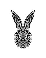 Head of a hare in tattoo style. Isolated symbol of 2023. Handmade. vector