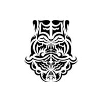 máscara tiki en blanco y negro. máscaras aterradoras en el adorno local de polinesia. aislado. plantilla de tatuaje lista. vector. vector