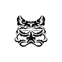 Black and white Tiki mask. Frightening masks in the local ornament of Polynesia. Isolated on white background. Tattoo sketch. Vector. vector