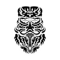 diseño de máscara tiki. polinesios nativos y hawaianos ilustración tiki en blanco y negro. aislado. boceto de tatuaje vector. vector