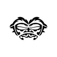 Tribal mask. Traditional totem symbol. Black tribal tattoo. Isolated on white background. Hand drawn vector illustration.