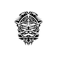 Tribal mask. Traditional totem symbol. Black tattoo in the style of the ancient tribes. Isolated. Hand drawn vector illustration.