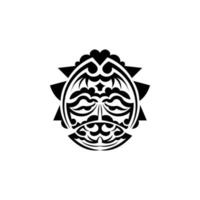 Tribal mask. Monochrome ethnic patterns. Black tribal tattoo. Black and white color, flat style. Hand drawn vector illustration.