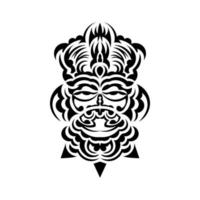 Tribal mask. Traditional totem symbol. Black tattoo in samoan style. Isolated on white background. Vector. vector