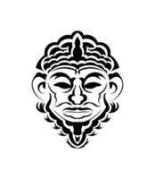 Tribal mask. Monochrome ethnic patterns. Black tattoo in the style of the ancient tribes. Isolated. Vector illustration.