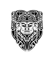 Tribal mask. Monochrome ethnic patterns. Black tattoo in the style of the ancient tribes. Isolated. Vector illustration.