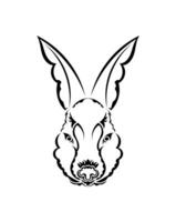 Head of a hare in tattoo style. Isolated symbol of 2023. Handmade. vector