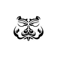 Black and white Tiki mask. Frightening masks in the local ornament of Polynesia. Isolated on white background. Flat style. Vector. vector