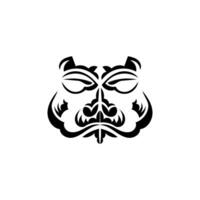 máscara tiki en blanco y negro. máscaras aterradoras en el adorno local de polinesia. aislado sobre fondo blanco. estilo plano vector. vector