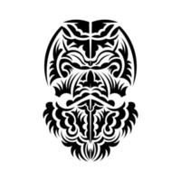 Maori mask. Native Polynesians and Hawaiians tiki illustration in black and white. Isolated on white background. Ready tattoo template. Vector. vector