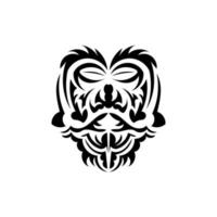 Black and white Tiki mask. Native Polynesians and Hawaiians tiki illustration in black and white. Isolated. Tattoo sketch. Vector. vector