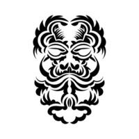 Black and white Tiki mask. Traditional decor pattern from Polynesia and Hawaii. Isolated. Flat style. Vector. vector