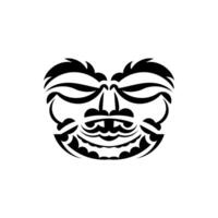 Samurai mask. Traditional totem symbol. Black tattoo in the style of the ancient tribes. Black and white color, flat style. Vector. vector