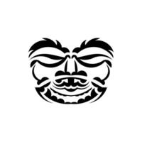 Samurai mask. Traditional totem symbol. Black tattoo in the style of the ancient tribes. Black and white color, flat style. Vector. vector