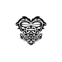 Tribal mask. Monochrome ethnic patterns. Black tribal tattoo. Isolated. Vector illustration.