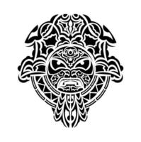 Tribal mask. Traditional totem symbol. Black tattoo in the style of the ancient tribes. vector