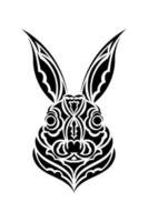 Head of a hare in tattoo style. Isolated symbol of 2023. Handmade. vector