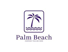 Palm tree with wave symbol logo design vector