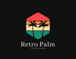 Retro palm tree logo design template vector
