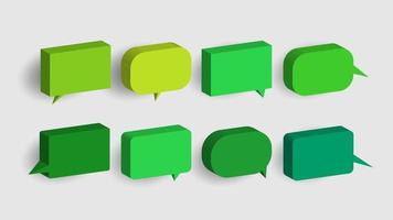 3D isometric collection set of talk bubble. Speech balloon set. Comic chatting symbol. Communication clouds. vector