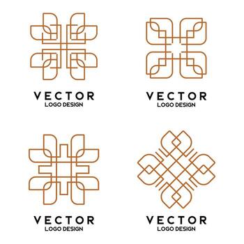 diseño de logotipo de emblema lineal abstracto vector