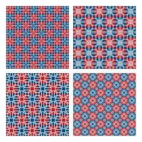 Ornamental Seamless Pattern in Red and Blue Color Vector