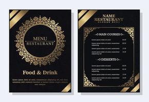 Restaurante de menú de lujo con elementos ornamentales. vector