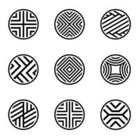 Round Shape With Geometry Line Icon vector