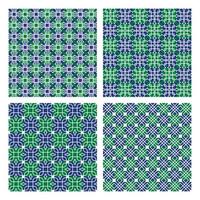 Ornamental Seamless Pattern With Blue and Green Color Vector Set