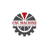CNC milling machine logo. parts, metal, tools, industrial machinery vector design