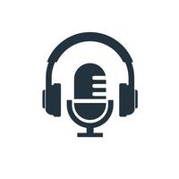 earphone and microphone icon. podcast symbol flat design on white background. vector