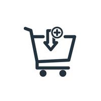 vector icon add to cart.  online shopping symbol.  line icon on white background.