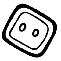 Button square. Vector illustration in linear hand drawn doodle style