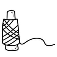 Spool of thread. Vector illustration in linear hand drawn doodle style