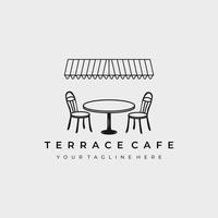 terraza cafe logo line art vector ilustración diseño creativo naturaleza minimalista monoline contorno lineal simple moderno