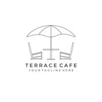 terraza cafe logo line art vector ilustración diseño creativo naturaleza minimalista monoline contorno lineal simple moderno