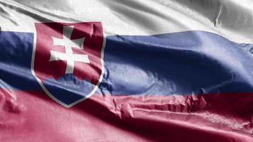 slovakiska textilflaggan vajar på vindslingan. slovakisk banner vajande på vinden. tyg textilvävnad. full fyllning bakgrund. 10 sekunders loop. video