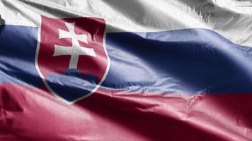 slovakien textilflagga långsamt viftande på vindslingan. slovakisk banderoll mjukt vajande på vinden. tyg textilvävnad. full fyllning bakgrund. 20 sekunders loop. video