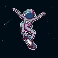 astronauta patinando en la ilustración del vector espacial