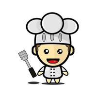 Cute chef illustration with spatula vector