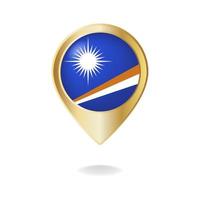 Marshall island flag on golden pointer map, Vector illustration eps.10