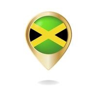 Jamaican flag on golden pointer map, Vector illustration eps.10