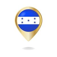 Honduras flag on golden pointer map, Vector illustration eps.10