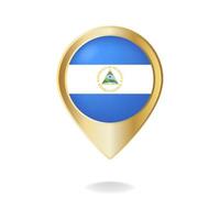 Nicaragua flag on golden pointer map, Vector illustration eps.10