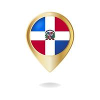 Dominican Republic flag on golden pointer map, Vector illustration eps.10